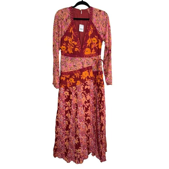 Free People $168 Tilda Wrap Boho Floral Maxi Dress Size Small NWT - Picture 7 of 12